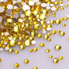 Mixed Sizes Citrine Glass FlatBack Rhinestones For Nail Art Silver Back WholesaleRhinestone