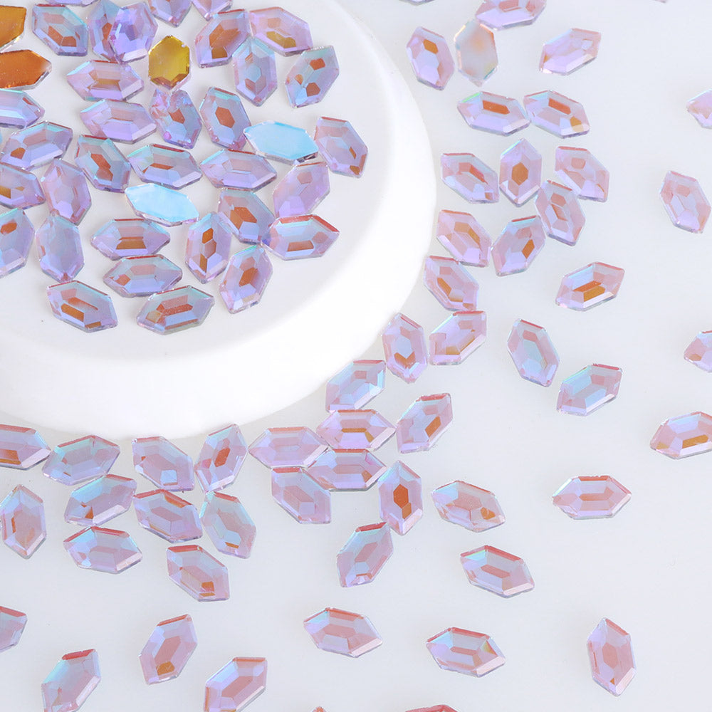 Elongated Hexagon Shape Charm Purple Flat Back Fancy Rhinestones WholesaleRhinestone