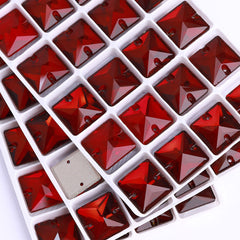 Siam Square Shape High Quality Glass Sew-on Rhinestones WholesaleRhinestone