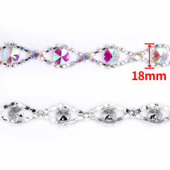 Sew-on Crystal AB Glass Rivoli Rhinestone Trim Chain Applique RA553 WholesaleRhinestone