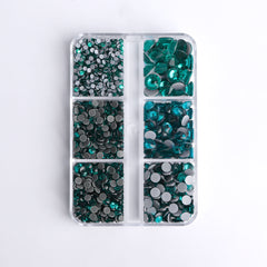 Mixed Sizes 6 Grid Box Blue Zircon Glass HotFix Rhinestones For Clothing DIY WholesaleRhinestone