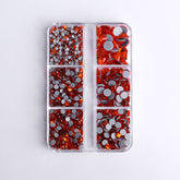 Mixed Sizes 6 Grid Box Orange Glass HotFix Rhinestones For Clothing DIY WholesaleRhinestone