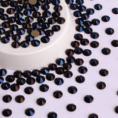 Metallic Blue Glass Flat Back Glue-On Rhinestones 16 Cut Facets WholesaleRhinestone