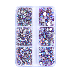 Mixed Sizes 6 Grid Box Light Amethyst AB Glass FlatBack Rhinestones For Nail Art Silver Back WholesaleRhinestone