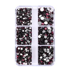 Mixed Sizes 6 Grid Box Amethyst Glass FlatBack Rhinestones For Nail Art Silver Back WholesaleRhinestone