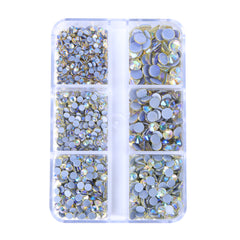 Mixed Sizes 6 Grid Box Light Yellow AB Glass HotFix Rhinestones For Clothing DIY WholesaleRhinestone