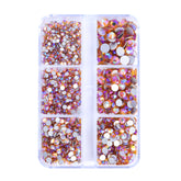 Mixed Sizes 6 Grid Box Topaz AB Glass FlatBack Rhinestones For Nail Art Silver Back WholesaleRhinestone