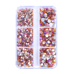 Mixed Sizes 6 Grid Box Topaz AB Glass FlatBack Rhinestones For Nail Art Silver Back WholesaleRhinestone