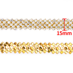 Sew-on Crystal Glass Round Rhinestone Trim Chain Applique RA1124 WholesaleRhinestone