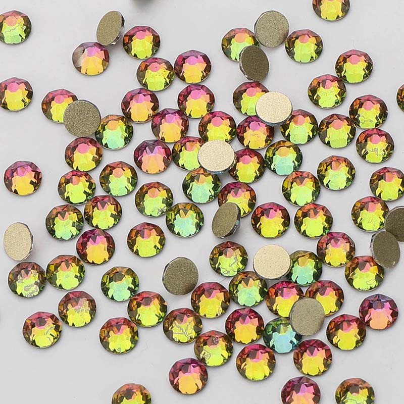 Rainbow Glass Flat Back Glue-On Rhinestones 16 Cut Facets In Bulk WholesaleRhinestone