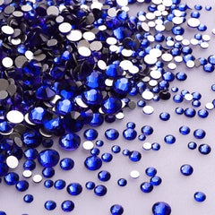 Mixed Sizes Sapphire Glass FlatBack Rhinestones For Nail Art Silver Back WholesaleRhinestone
