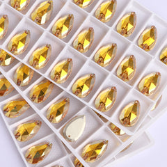 Metallic Sunshine Drop Shape High Quality Glass Sew-on Rhinestones WholesaleRhinestone