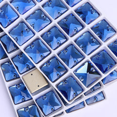 Light Sapphire Square Shape High Quality Glass Sew-on Rhinestones WholesaleRhinestone