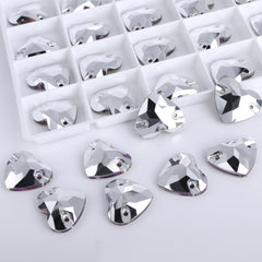 Comet Argent Light Heart Shape High Quality Glass Sew-on Rhinestones WholesaleRhinestone