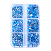 Mixed Sizes 6 Grid Box Aquamarine AB Glass HotFix Rhinestones For Clothing DIY WholesaleRhinestone
