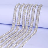 Sew-on Crystal Glass Rhinestone Pearl Trim Chain Applique RA859 WholesaleRhinestone