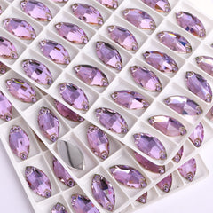 Vitrail Light Navette Shape High Quality Glass Sew-on Rhinestones WholesaleRhinestone