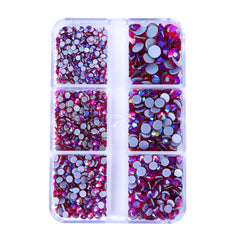 Mixed Sizes 6 Grid Box Siam AB Glass HotFix Rhinestones For Clothing DIY WholesaleRhinestone
