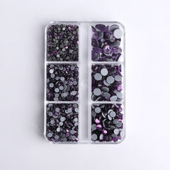 Mixed Sizes 6 Grid Box Tanzanite Glass HotFix Rhinestones For Clothing DIY WholesaleRhinestone