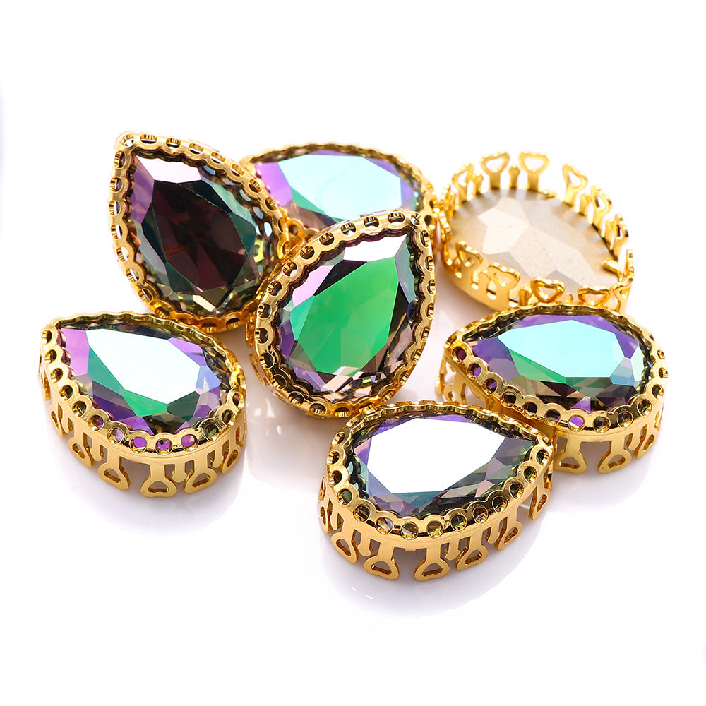 Ghost Light Drop Shape High-Quality Glass Sew-on Nest Hollow Claw Rhinestones WholesaleRhinestone