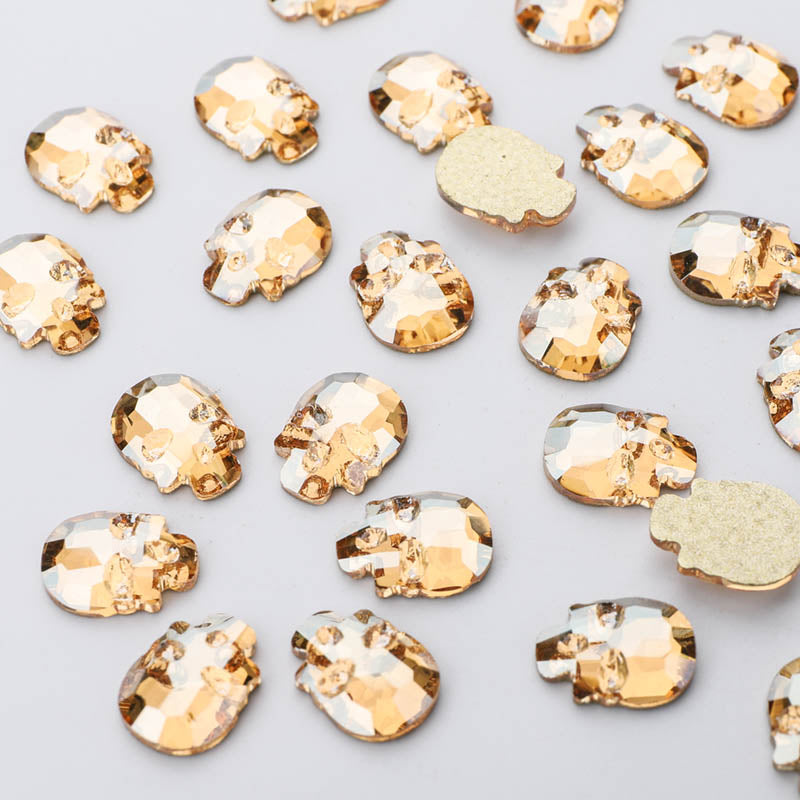 Skull Shape Champagne Flat Back Fancy Rhinestones WholesaleRhinestone