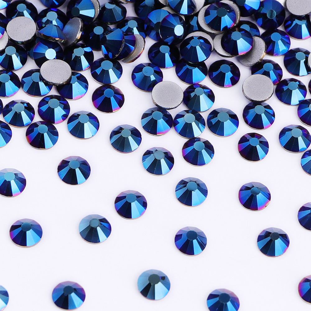 Mineral Blue Glass FlatBack Rhinestones Silver Back WholesaleRhinestone