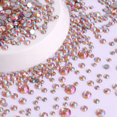 Mixed Sizes Champagne AB Glass FlatBack Rhinestones For Nail Art Silver Back WholesaleRhinestone