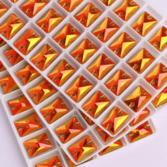 Copper Rectangle Shape High Quality Glass Sew-on Rhinestones WholesaleRhinestone