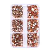 Mixed Sizes 6 Grid Box Champagne Glass FlatBack Rhinestones For Nail Art Silver Back WholesaleRhinestone