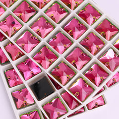 Vitrail Rose Square Shape High Quality Glass Sew-on Rhinestones WholesaleRhinestone