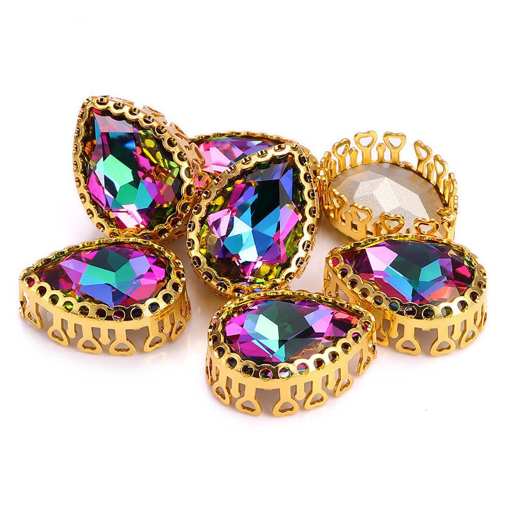 Volcano Drop Shape High-Quality Glass Sew-on Nest Hollow Claw Rhinestones WholesaleRhinestone