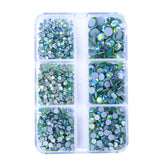 Mixed Sizes 6 Grid Box Peridot AB Glass HotFix Rhinestones For Clothing DIY WholesaleRhinestone