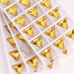 Light Topaz Triangle Shape High Quality Glass Sew-on Rhinestones WholesaleRhinestone