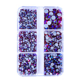 Mixed Sizes 6 Grid Box Dark Siam AB Glass HotFix Rhinestones For Clothing DIY WholesaleRhinestone