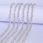 Sew-on Crystal Glass Rhinestone Pearl Trim Chain Applique RA1244 WholesaleRhinestone