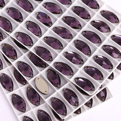 Amethyst Navette Shape High Quality Glass Sew-on Rhinestones WholesaleRhinestone