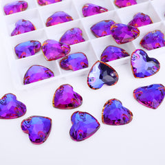 Violet Blue Heart Shape High Quality Glass Sew-on Rhinestones WholesaleRhinestone