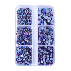 Mixed Sizes 6 Grid Box Tanzanite AB Glass HotFix Rhinestones For Clothing DIY WholesaleRhinestone