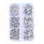 Mixed Sizes 6 Grid Box Silver Glass FlatBack Rhinestones For Nail Art Silver Back WholesaleRhinestone