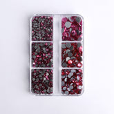 Mixed Sizes 6 Grid Box Rose Glass HotFix Rhinestones For Clothing DIY WholesaleRhinestone