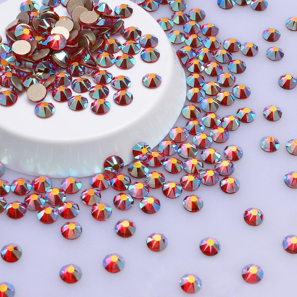 Siam AB Glass Flat Back Glue-On Rhinestones 16 Cut Facets WholesaleRhinestone