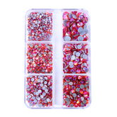 Mixed Sizes 6 Grid Box Orange AB Glass HotFix Rhinestones For Clothing DIY WholesaleRhinestone