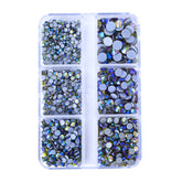 Tamanhos mistos 6 Caixa de grade Green AB Glass Hotfix Rhinestones for Touthing DIY