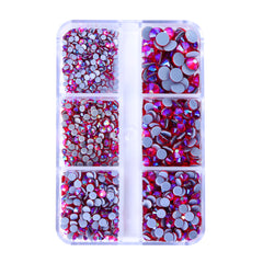 Mixed Sizes 6 Grid Box Light Siam AB Glass HotFix Rhinestones For Clothing DIY WholesaleRhinestone