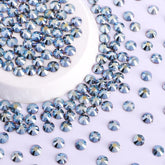 Metallic Light Blue Glass FlatBack Rhinestones In Bulk WholesaleRhinestone