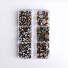 Mixed Sizes 6 Grid Box Light Colorado Topaz Glass HotFix Rhinestones For Clothing DIY WholesaleRhinestone