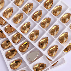 Light Smoked Topaz Drop Shape High Quality Glass Sew-on Rhinestones WholesaleRhinestone