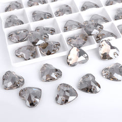 Satin Heart Shape High Quality Glass Sew-on Rhinestones WholesaleRhinestone
