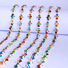 Sew-on Mixed Colors Glass Rhinestone Trim Chain Applique RA715 WholesaleRhinestone