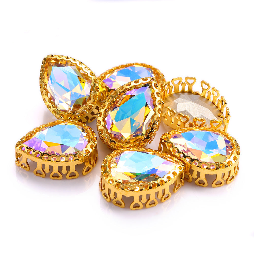 Paradise Shine Drop Shape High-Quality Glass Sew-on Nest Hollow Claw Rhinestones WholesaleRhinestone